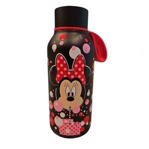 DISNEY MINNIE MOUSE "DOTS ARE MY FAVORITE COLOR" BLACK BUBBLE WATER BOTTLE.11 OZ